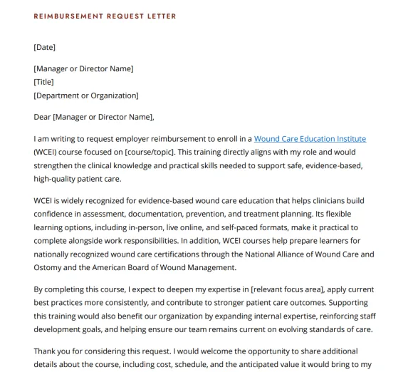 Reimbursement Request Letter